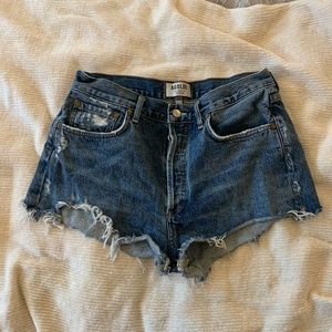 Agolde revolve women’s high waisted jean shorts button closure sz 28